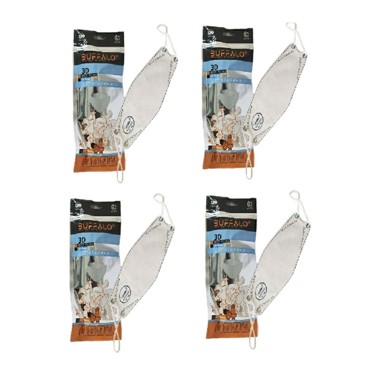 ماسک تنفسی کودک سه بعدی بوفالو مدل 4 لایه سفید داخل رنگی 4 بسته 5 عددی ماسک تنفسی کودک سه بعدی بوفالو مدل 4 لایه سفید داخل رنگی 4 بسته 5 عددی