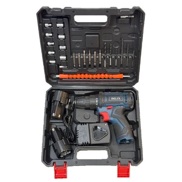 دریل پیچ گوشتی شارژی دلیکس کد BS18V مجموعه 47 عددی