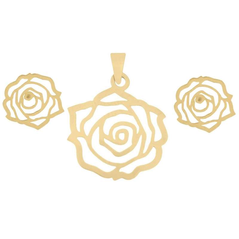 نیم ست طلا 18 عیار زنانه مدل گل کد GH6354