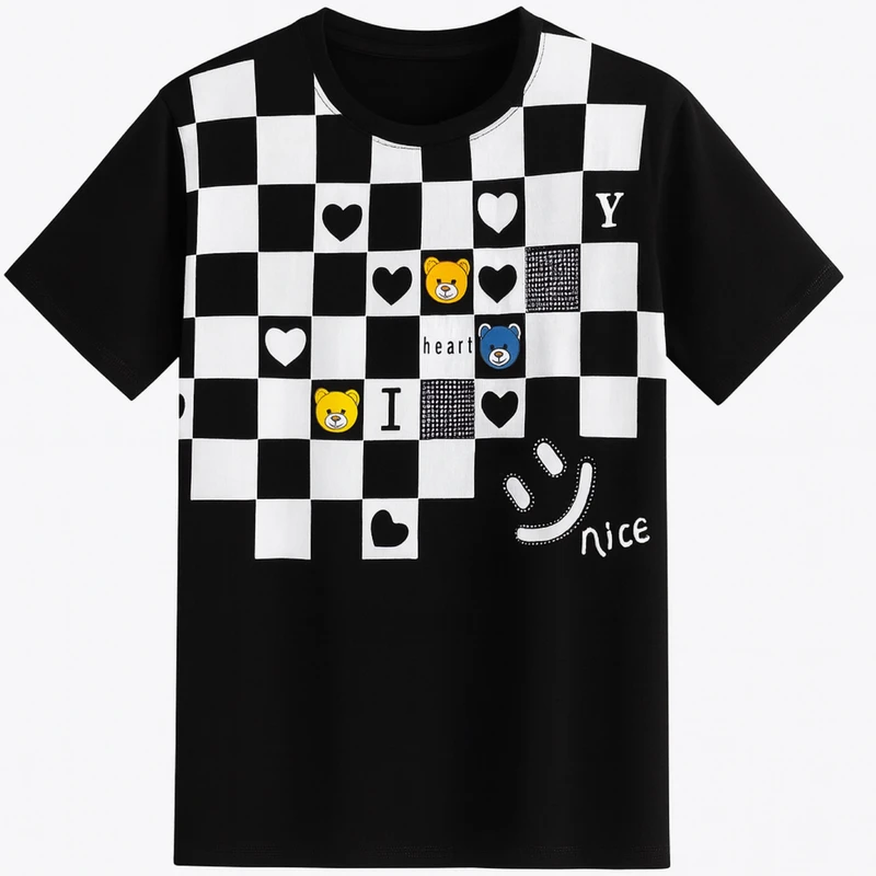 تی شرت آستین کوتاه زنانه مدل عروسکی 