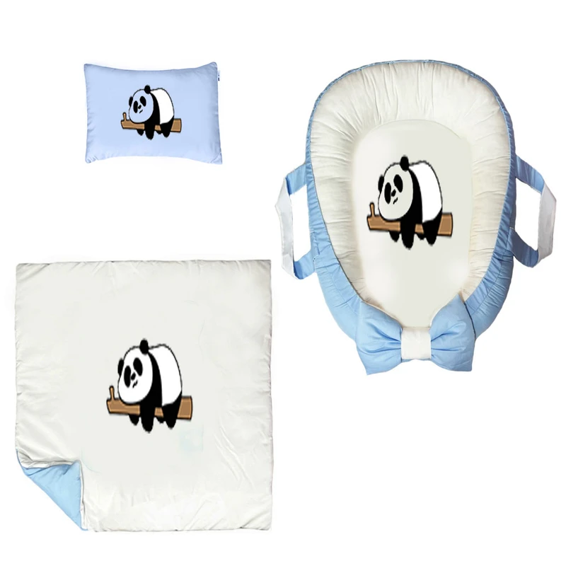 سرویس خواب سه تکه نوزاد ناریکو مدل گارد محافظ دار طرح پاندا کد 0190