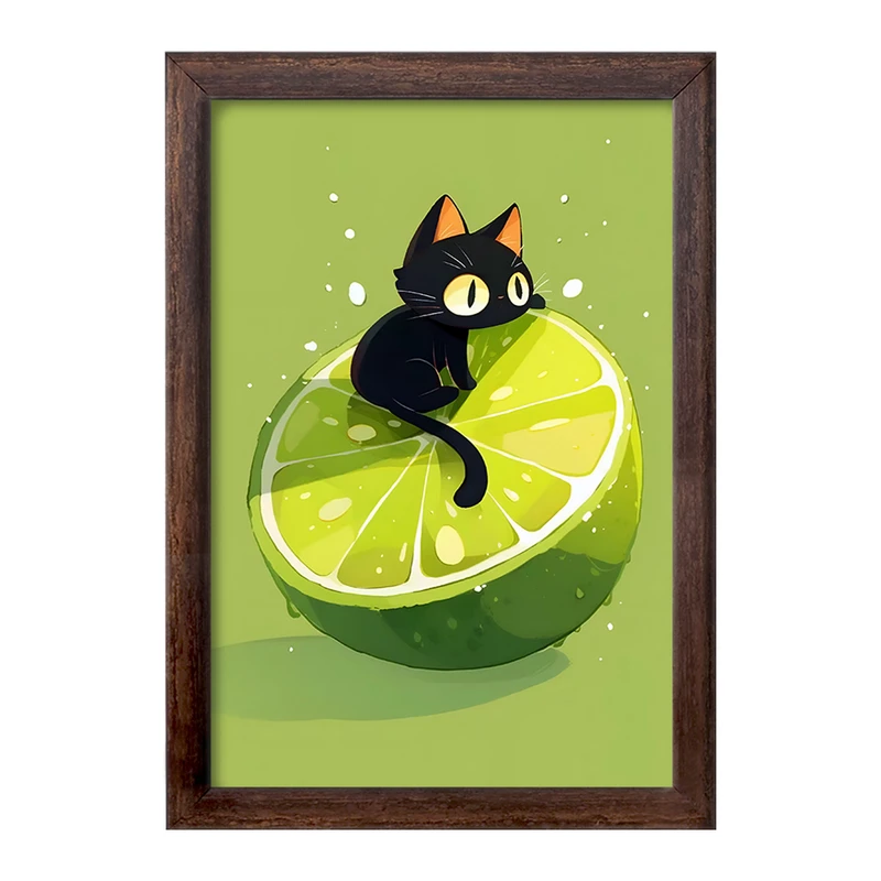 تابلو خندالو طرح گربه و لیمو کد F8742