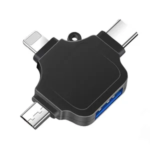 مبدل USB OTG به USB-C/ MICROUSB/ لایتنینگ مدل MULTI FUNCTION