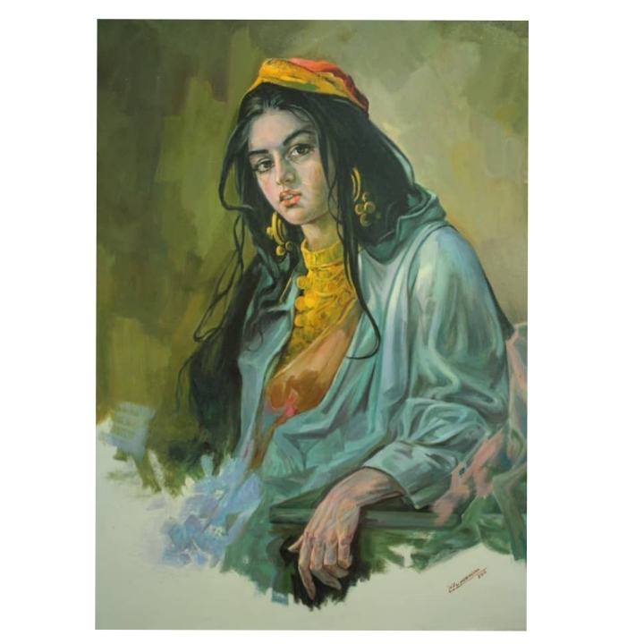 تابلوی نقاشی رنگ روغن طرح دختر تاجیکی