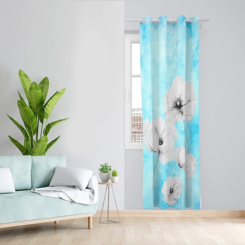 پرده طرح گل مدل مخمل پانچی کد 4151 z سایز 140x200 سانتی متر