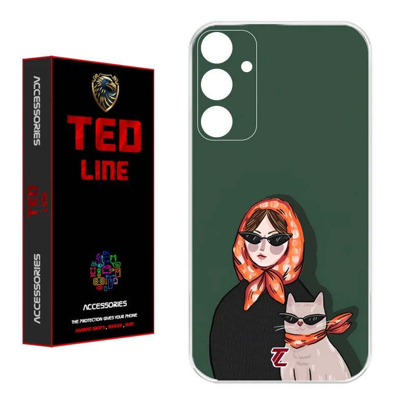 کاور تدلاین طرح دختر و گربه کد 1143 مناسب برای گوشی موبایل سامسونگ Galaxy A15