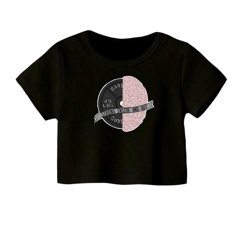 کراپ‌ تی‌شرت آستین کوتاه زنانه مدل مغز قوی
