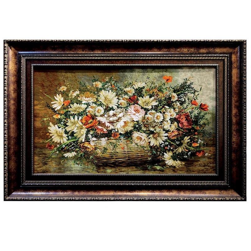 تابلو فرش دستبافت طرح گل بابونه مدل RA02