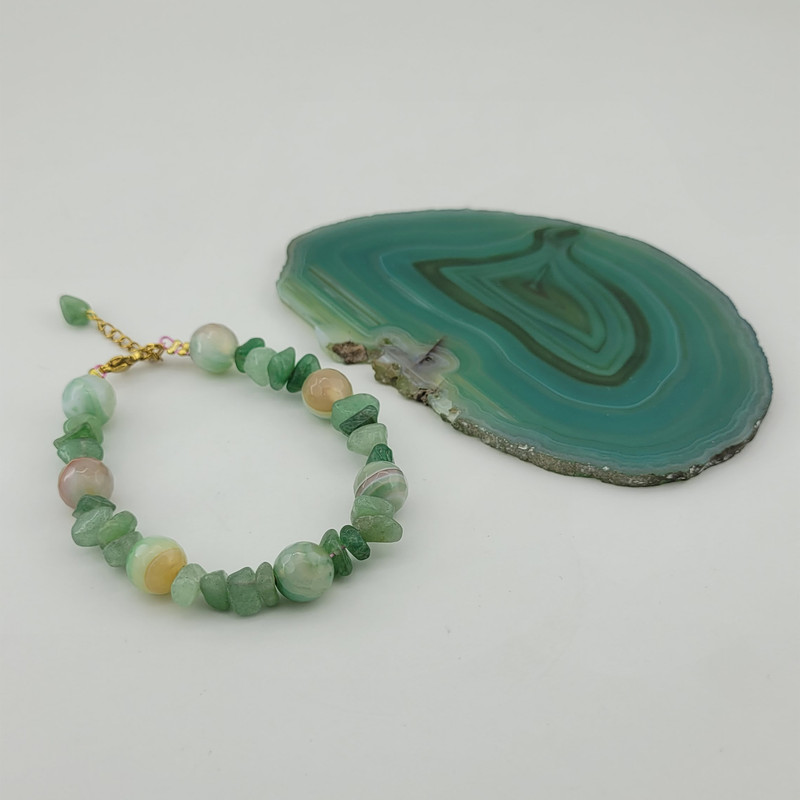 دستبند زنانه مدل سنگ عقیق و یشم کد 1278