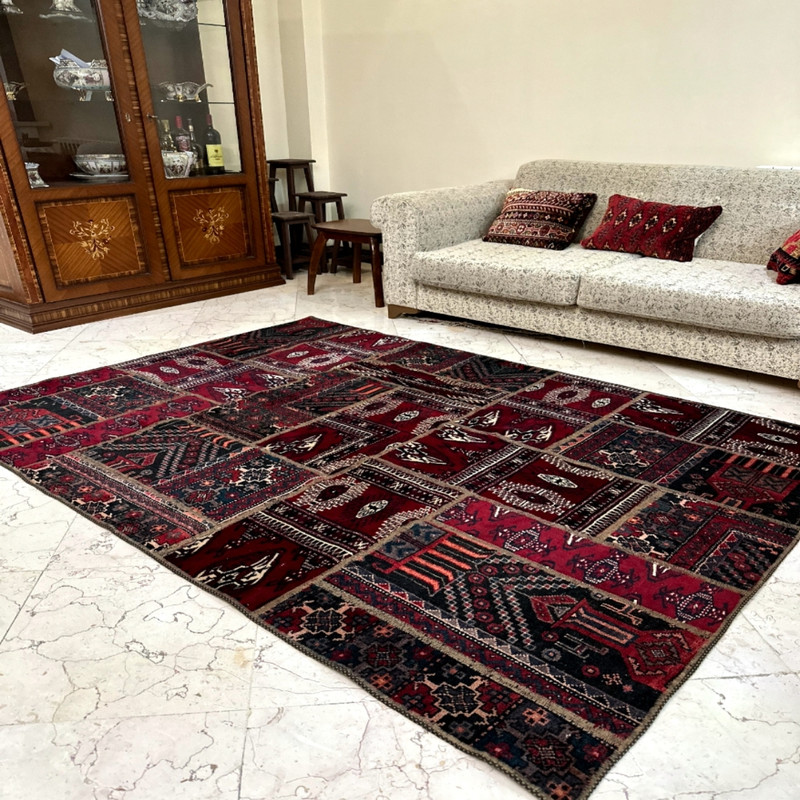 کلاژ فرش دستبافت چهار متری مدل چهل تکه کد 01 کلاژ فرش دستبافت چهار متری مدل چهل تکه کد 01