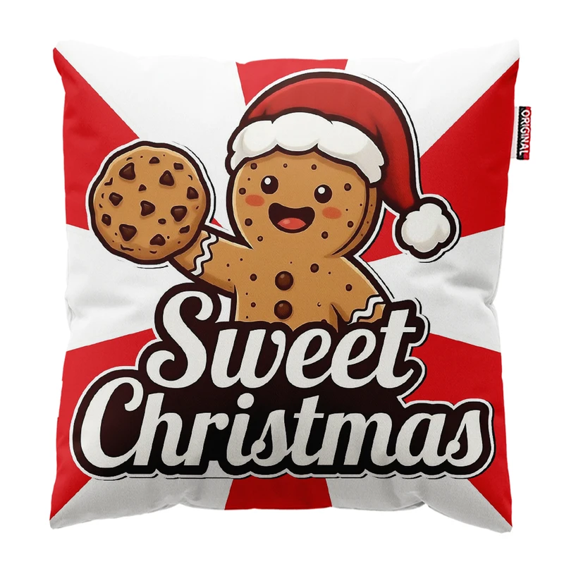 کوسن پاد آفرین مدل کریسمس طرح کوکی بیسکویتی کد PK302443 سایز 30*30 سانتی متر