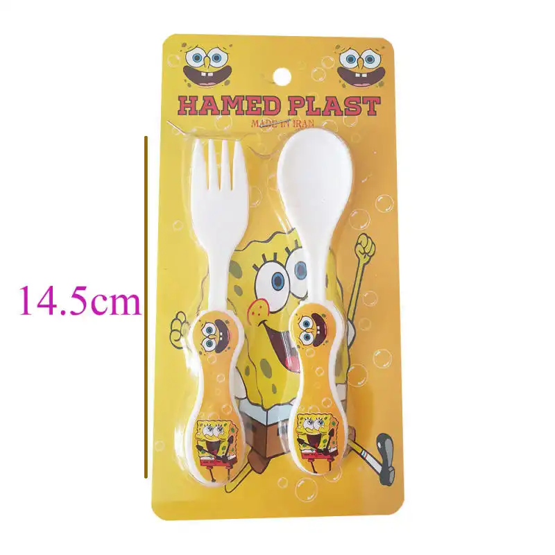 سرویس 3 تکه ظرف غذا کودک مدل باب اسفنجی