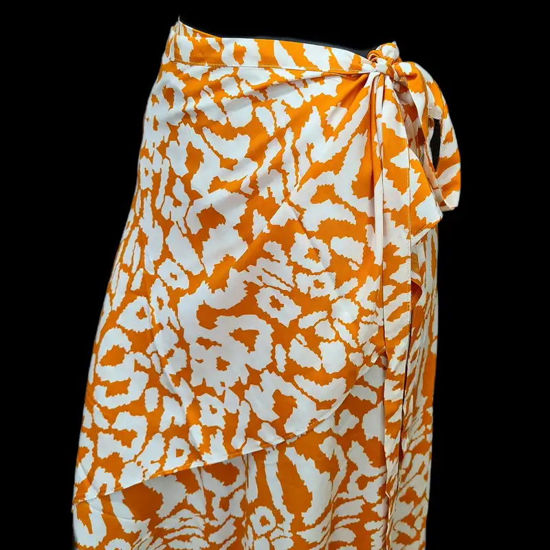 دامن نیم کلوش زنانه مدل لنگی گره ای نخی کد 820 رنگ نارنجی