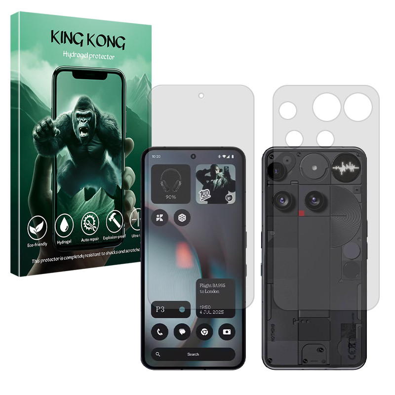 محافظ صفحه نمایش مات کینگ کونگ مدل Tough مناسب برای گوشی موبایل ناتینگ Phone 3 به همراه محافظ پشت گوشی