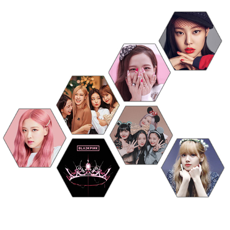 آویز تزیینی مدل بلک پینک BLACKPINK طرح لانه زنبوری کد FRS-1 مجموعه 7عددی