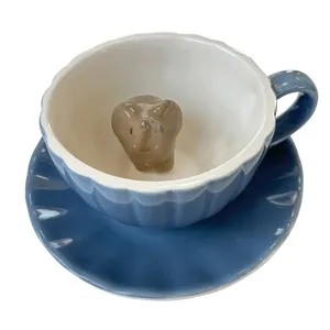 ست فنجان نعلبکی سرامیکی مدل دالبری طرح فیل