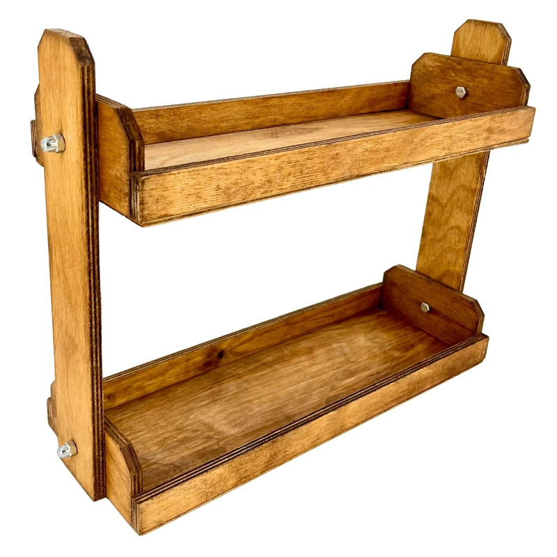 عکس شماره 2 : استند جا ادویه ای مدل دو طبقه چوبی st09