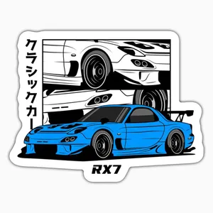 استیکر لپ تاپ و موبایل بووم طرح ماشین مدل RX7 کد ZX004