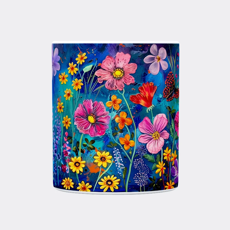 ماگ حس آمیزی طرح گل‌های بهاری کد 74 