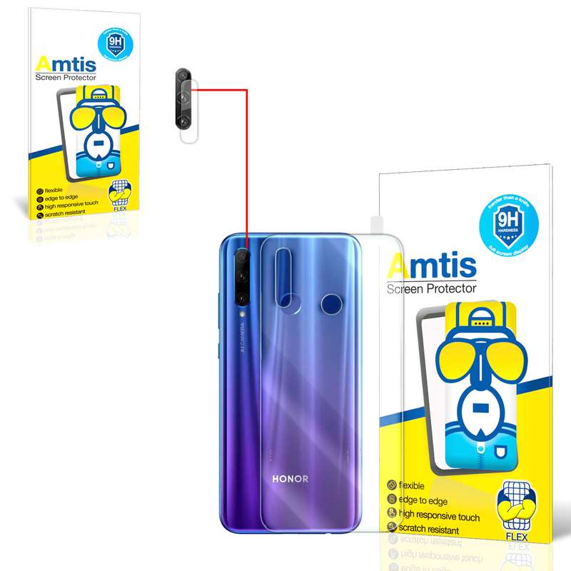 محافظ لنز دوربین امتیس مدل honor 20 lite مناسب برای گوشی موبایل هوآوی HUAWEI HONOR 20 LITE به همراه محافظ پشت گوشی