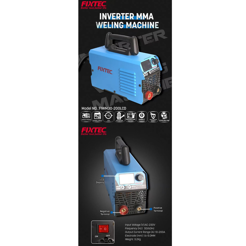 اینورتر جوشکاری 200 آمپر فیکس تک مدل FIWM30-200LCD اینورتر جوشکاری 200 آمپر فیکس تک مدل FIWM30-200LCD