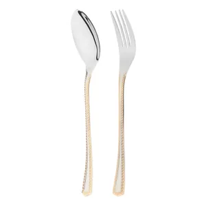 سرویس قاشق و چنگال 12 پارچه 6 نفره سانلی مدل پولاریس سیلور گلد 2864G