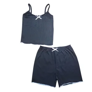 ست تاپ و شلوارک راحتی زنانه مدل پاپیون دار کد 223