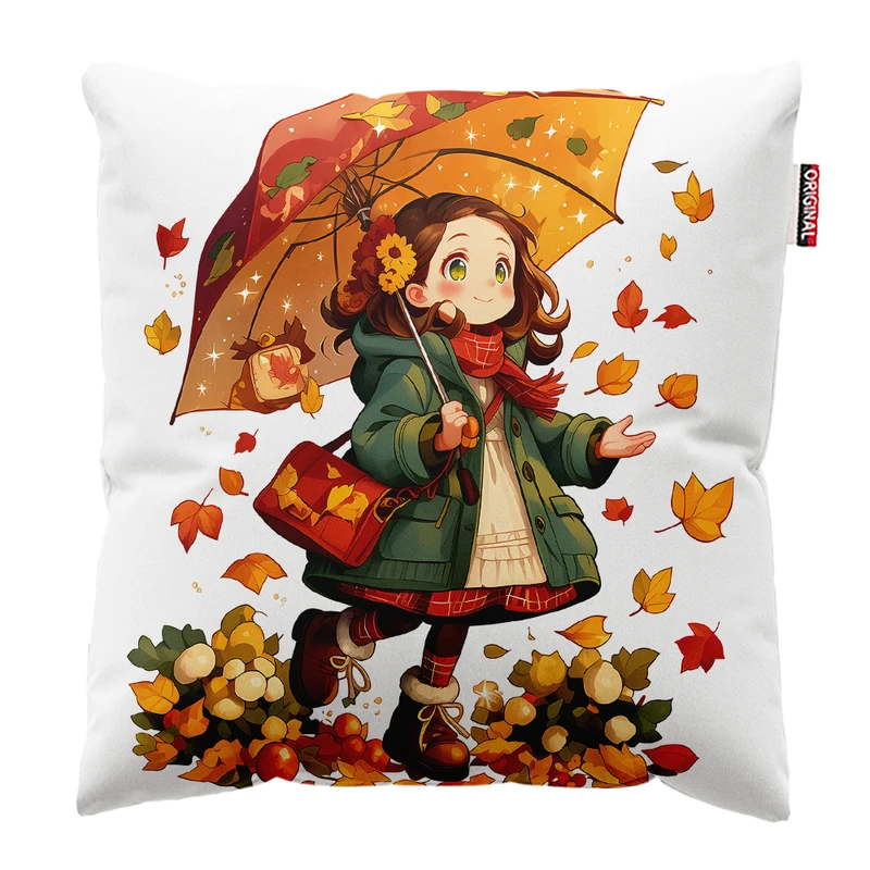 کوسن پاد آفرین مدل پاییز طرح دخترانه کد PK301655 سایز 30*30 سانتی متر