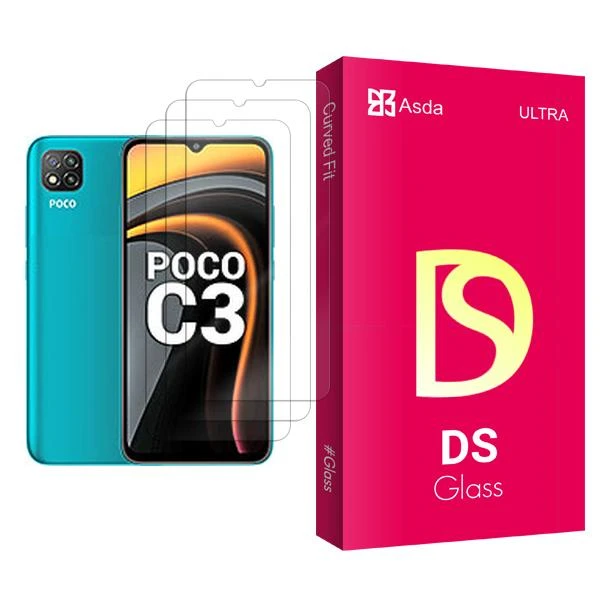 محافظ صفحه نمایش آسدا مدل DS Glass MIX003 مناسب برای گوشی موبایل شیائومی Poco C3 بسته سه عددی