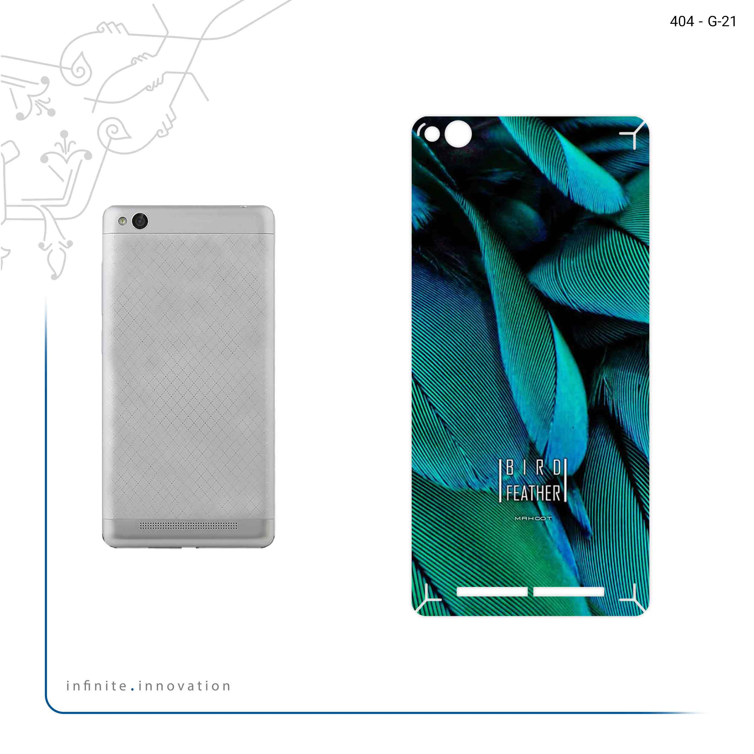 برچسب پوششی ماهوت مدل Green Feather مناسب برای گوشی موبایل شیائومی Redmi 3