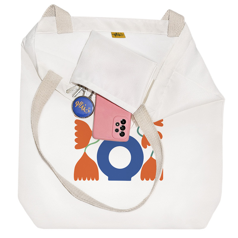 ساک خرید خندالو مدل گل نارنجی کد 8033