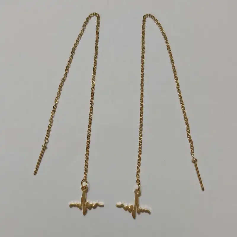 گوشواره زنانه مدل بخیه طرح ضربان کد Beat114