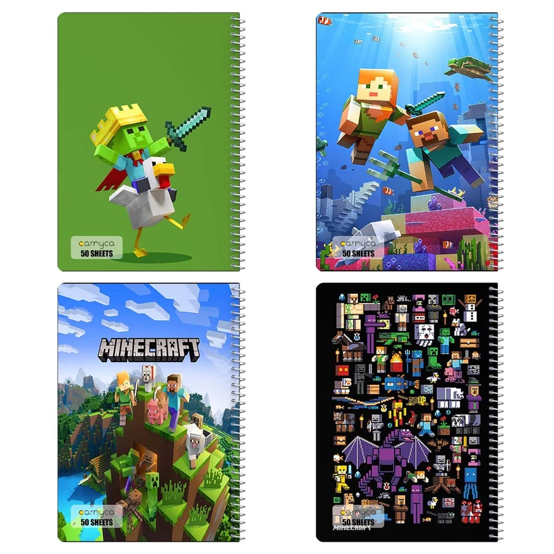 دفتر نقاشي 50 برگ کارنيکا طرح ماین‌کرفت Minecraft کد 41489 مجموعه 4 عددی