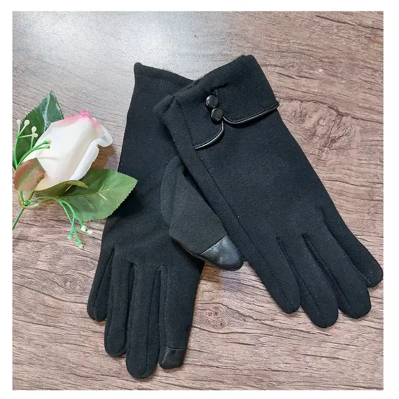 دستکش زنانه مدل لبه دار کد AS1437 رنگ مشکی