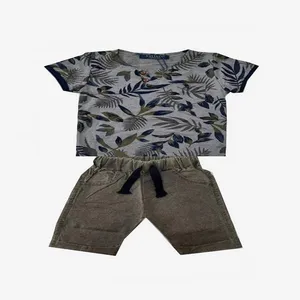 ست تی شرت و شلوارک پسرانه مدل هاوایی کد Happy06