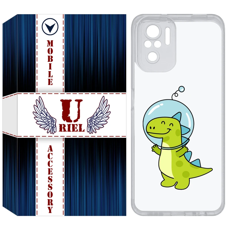 کاور یوریل مدل Clear کد 62 طرح دایناسور فضانورد مناسب برای گوشی موبایل شیائومی Redmi Note 10 4G / Note 10S / Poco M5s