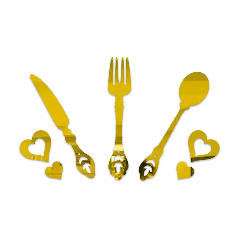 آینه پلکسی گلس دکوماتوس طرح کارد و قاشق چنگال مدل Kit 120 مجموعه 7 عددی