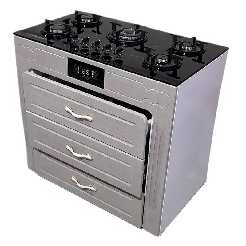 اجاق گاز 5 شعله هاکان مدل صفحه شیشه ولوم بالا سه کشو1230