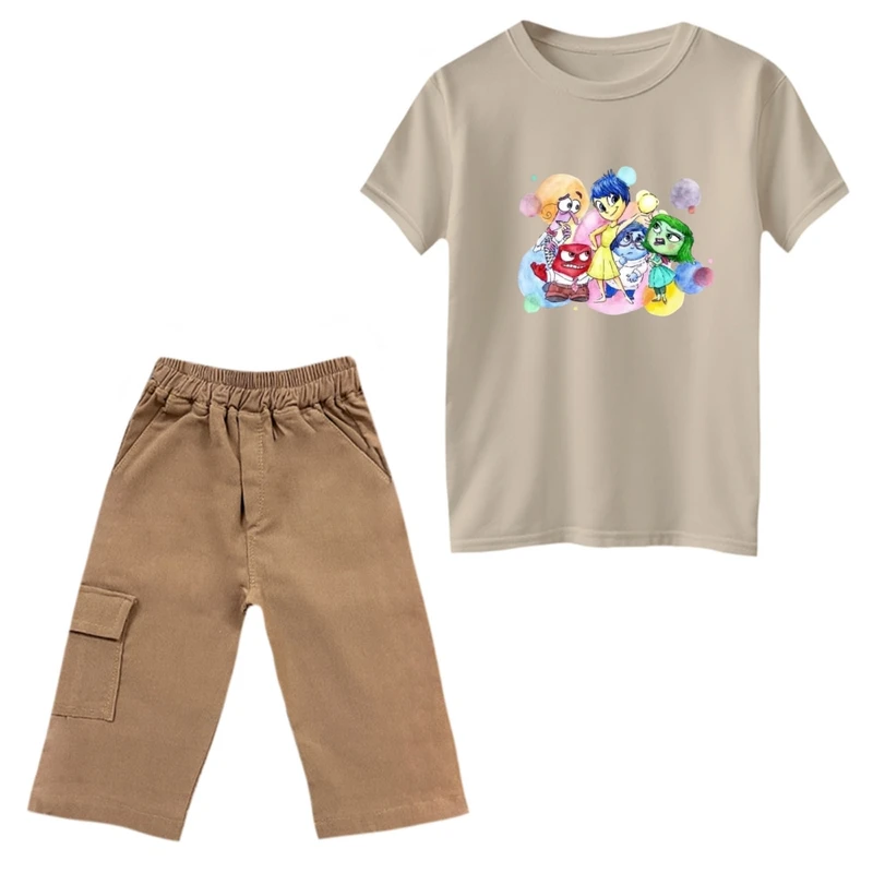 ست تی‌شرت و شلوارک دخترانه مدل انیمیشن درون و بیرون کد 3