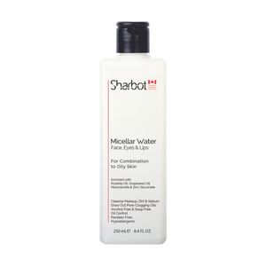 محلول پاک کننده آرایش صورت شاربوت مدل میسلار واتر حجم 250 میلی لیتر