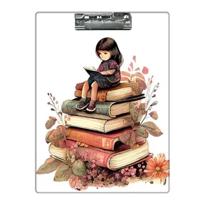 تخته شاسی طرح دختر بر فراز کتابها کد  2528625 سایز A4