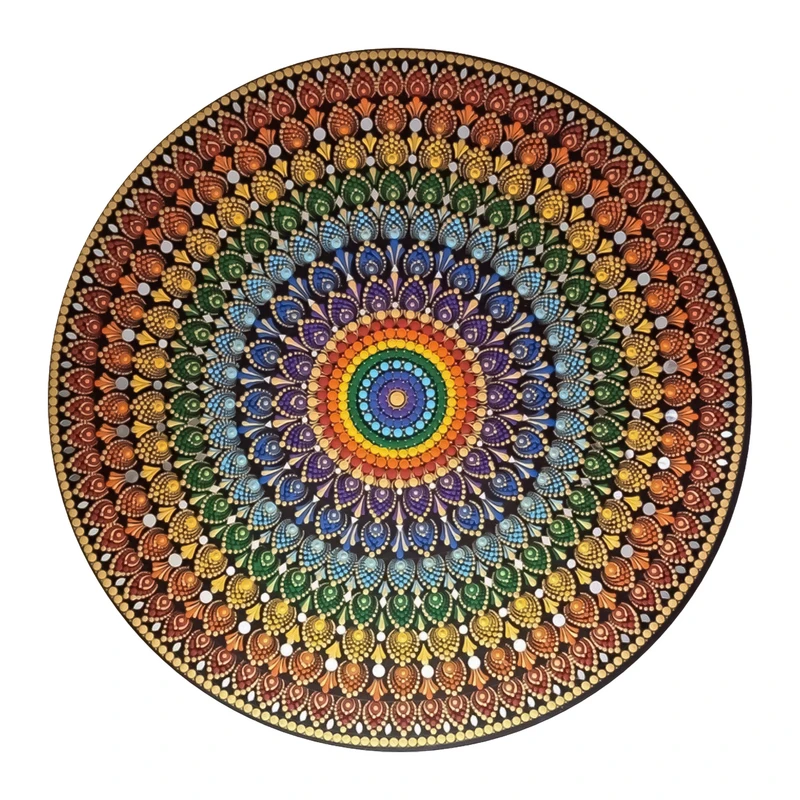 بشقاب دیوارکوب سفالی طرح نقطه کوبی مدل PAEEZ