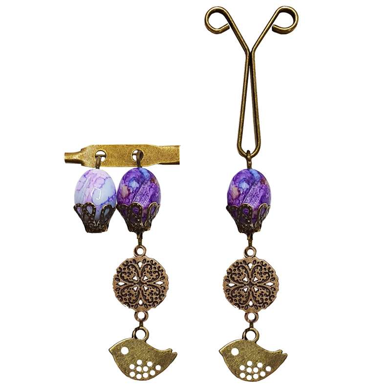 ست گیره روسری و سنجاق سینه زنانه مدل پرنده BRD01