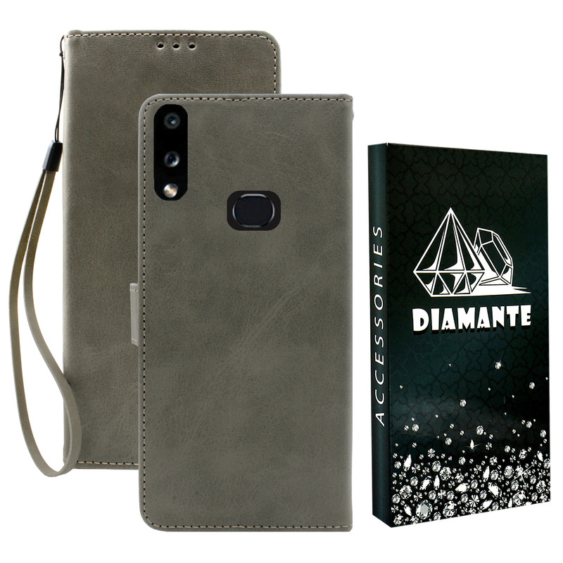 کیف کلاسوری دیامانته مدل Gray Bk مناسب برای گوشی موبایل سامسونگ Galaxy A10s به همراه بندآویز