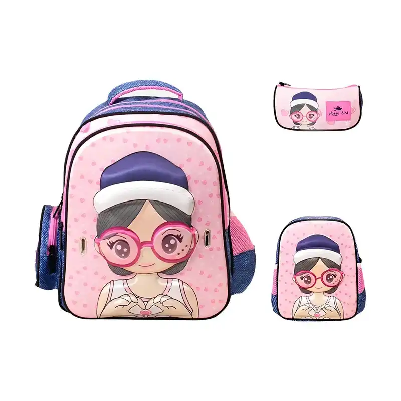 کوله پشتی گلاسی برد مدل 2361 به همراه جامدادی و کیف غذا