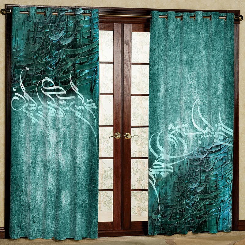 پرده طرح نستعلیق مدل مخمل پانچی کد 2_1078 W سایز 140x280 سانتی متر