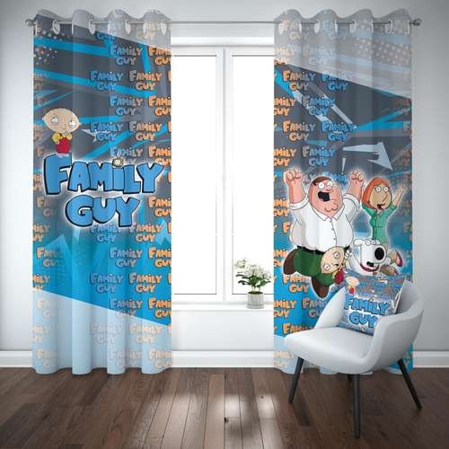 پرده کودک شمسه نگار مدل CK687 Family guy سایز 140x220 سانتی متر