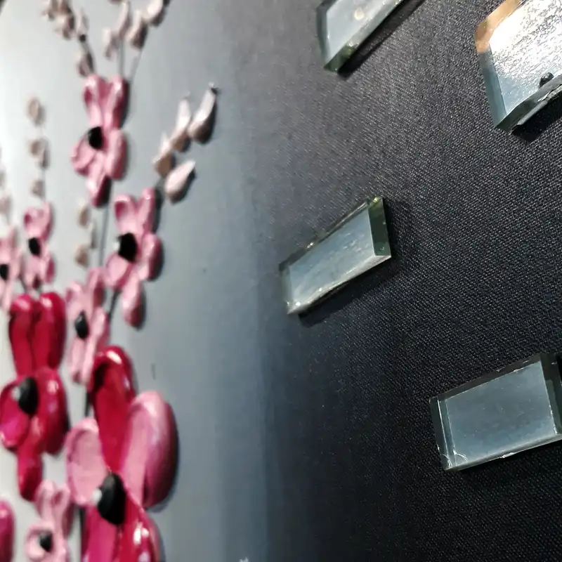 تابلو نقاشی میکس مدیا طرح شکوفه های گیلاس برجسته کد 111