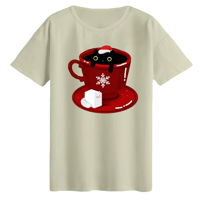 تی‌شرت لانگ آستین کوتاه زنانه مدل فنجان قرمز