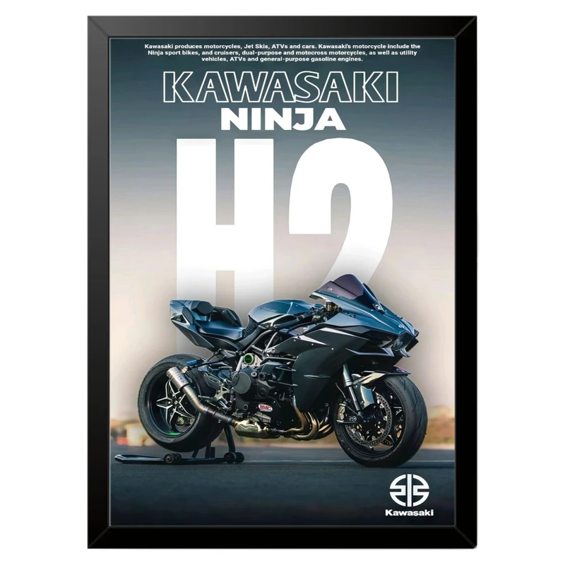 تابلو بکلیت طرح موتور سنگین نینجا کاوازاکی NINJA KAWASAKI H2R مدل b-po1605 فریم مشکی
